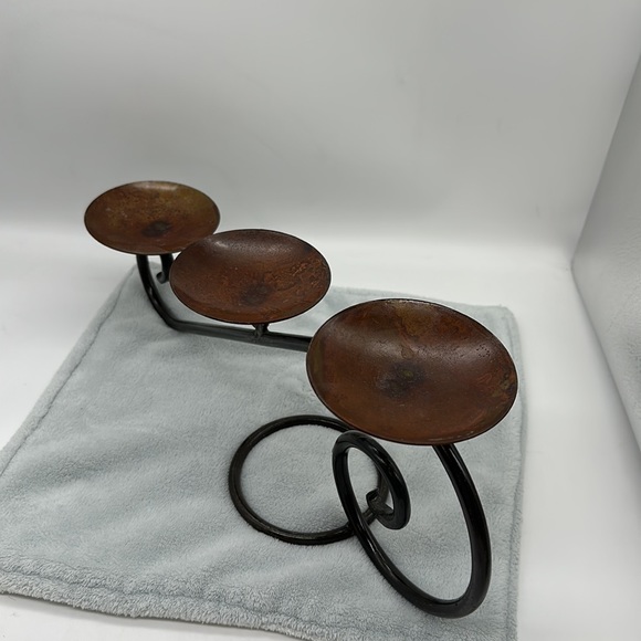 Wrought Iron Scroll Triple Pillar Candle Table-top Feature/Holder - Picture 3 of 15